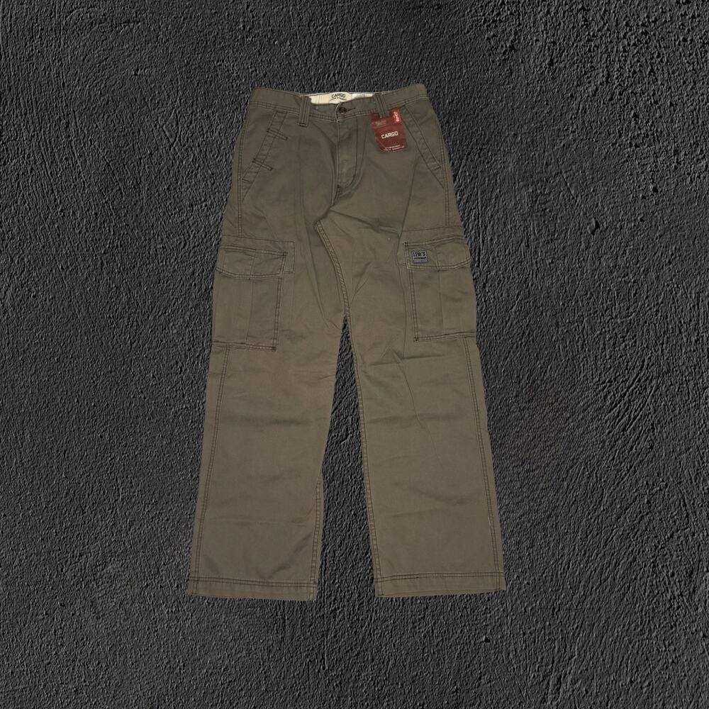 2000s Deadstock NWT Levis Olive Green Loose Straight Cargo Pants